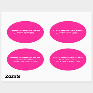 Plain Texts Business Address on Pink Oval Sticker