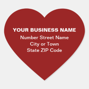 Plain Texts Business Address on Red Heart Sticker