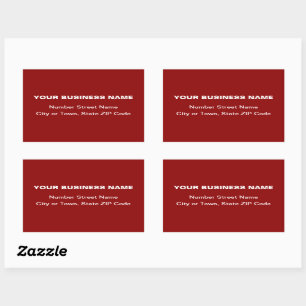 Plain Texts Business Address on Red Rectangular Sticker