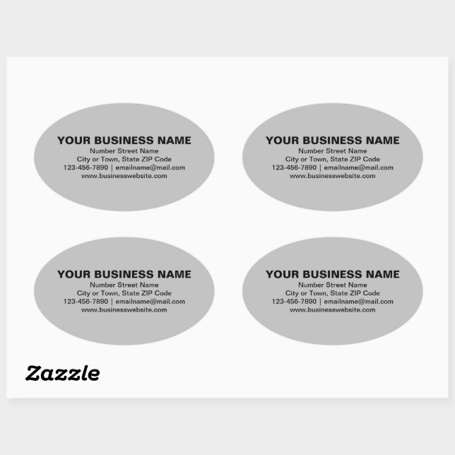 Plain Texts Business Brand on Grey Oval Sticker (Sheet)