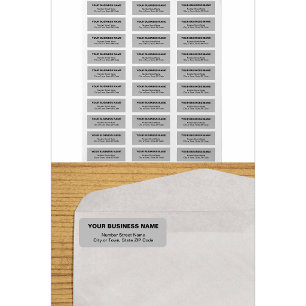 Plain Texts Business Brand on Grey Return Address Label