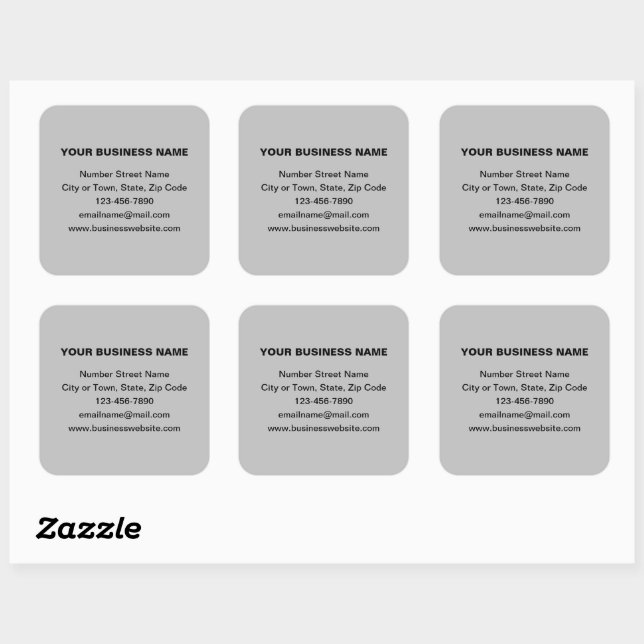 Plain Texts Business Brand on Grey Square Sticker (Sheet)