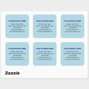 Plain Texts Business Brand on Light Blue Square Sticker