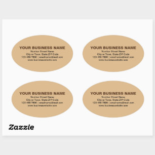 Plain Texts Business Brand on Light Brown Oval Sticker