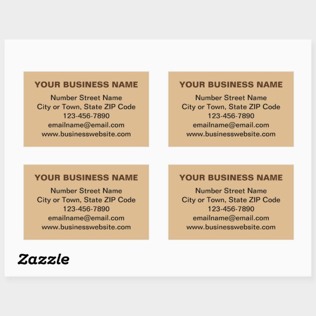 Plain Texts Business Brand on Light Brown Rectangular Sticker (Sheet)