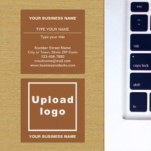 Plain Texts Design on Front Side of Brown Square Business Card