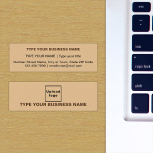Plain Texts Design on Front Side of Light Brown Mini Business Card