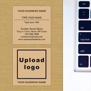 Plain Texts Design on Front Side of Light Brown Square Business Card