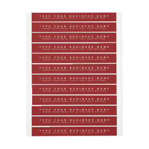 Plain Texts Red Business Return Address Slim Wrap Around Label
