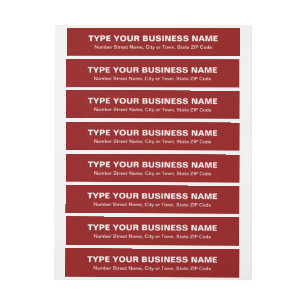 Plain Texts Red Business Return Address Wrap Around Label