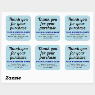 Plain Texts Thank You For Your Purchase Light Blue Square Sticker