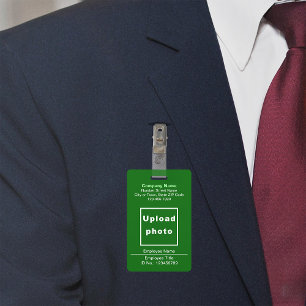 Plain Texts With Employee Photo Green Badge ID Badge