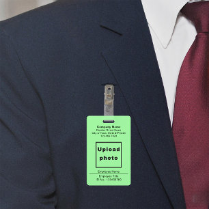 Plain Texts With Employee Photo Light Green Badge ID Badge