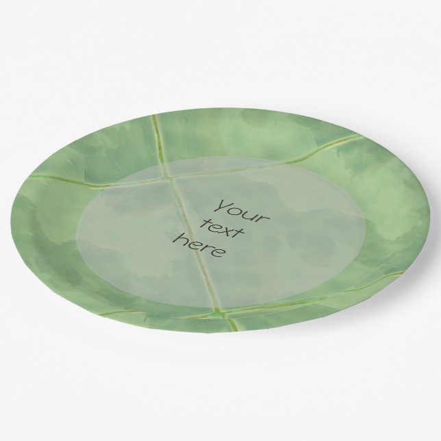 Plain Tile Ceramic Surface Green any Text Paper Plate (Angled)