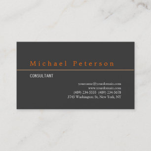 Plain Trendy Grey Orange Business Card