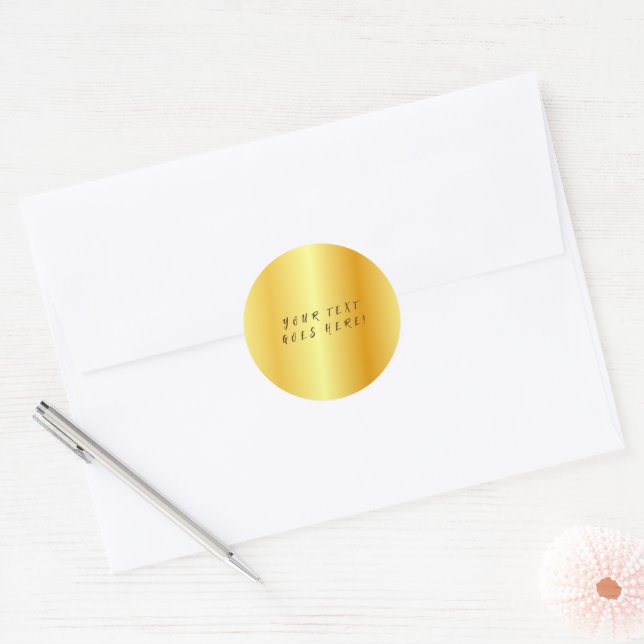 Plain Unique Special Gold Colour Background  Classic Round Sticker (Envelope)