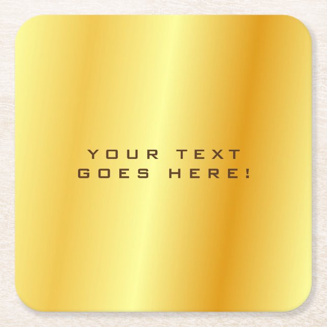 Plain Unique Special Gold Colour Background Square Paper Coaster (Front)