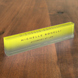 Plain Unique Special Yellow Colour Background Nameplate