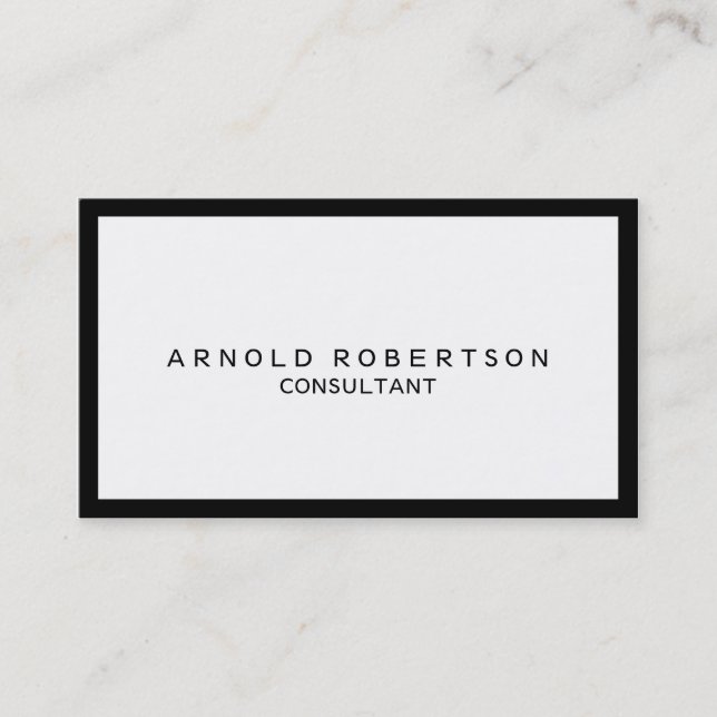 Plain White Black Professional Business Card (Front)
