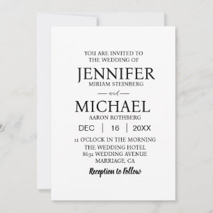 Plain White Classic Wedding Invitations