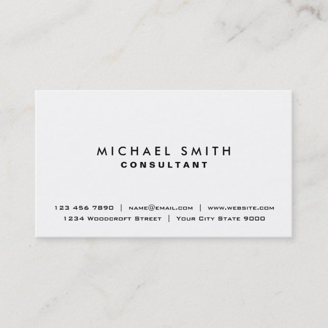 Plain White Elegant Professional Modern Simple Business Card (Front)
