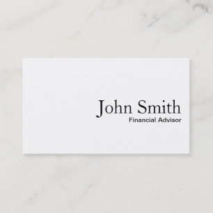 Plain White Financial Advisor Business Card