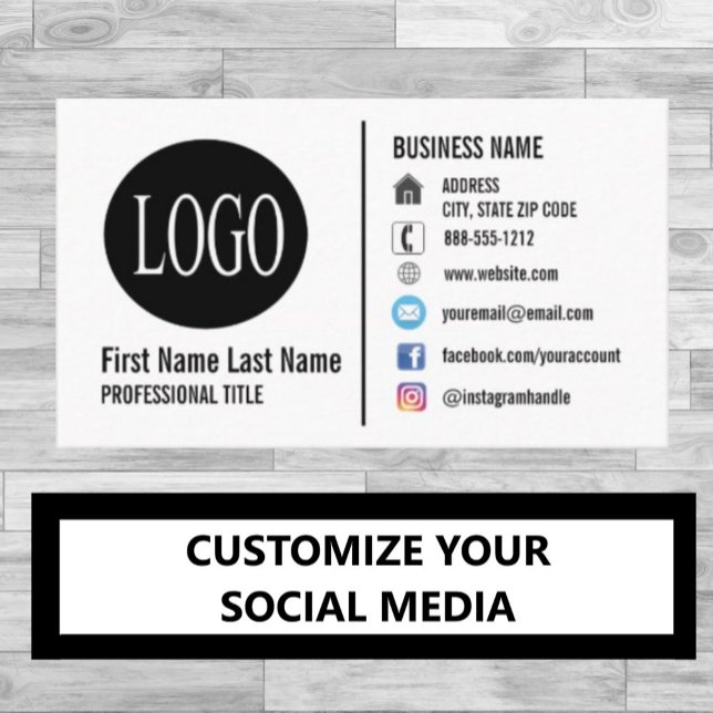 Plain White Generic Business Cards w/ Social Media (Creator Uploaded)