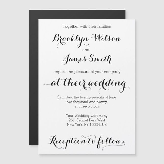 Plain White Magnet Wedding Invitations (Front/Back)