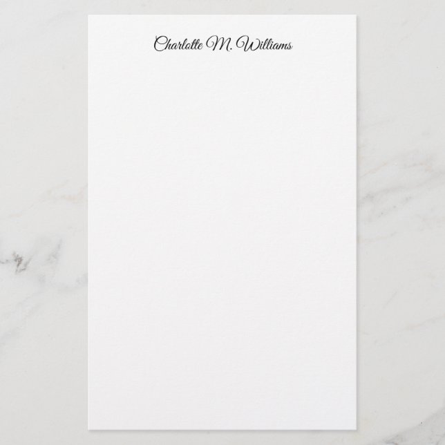 Plain White Minimalist Professional Modern Stationery (Front)