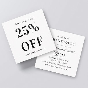 Plain White Modern Bold Typography Small Business Discount Card