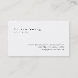Plain White Modern Professional Business Card