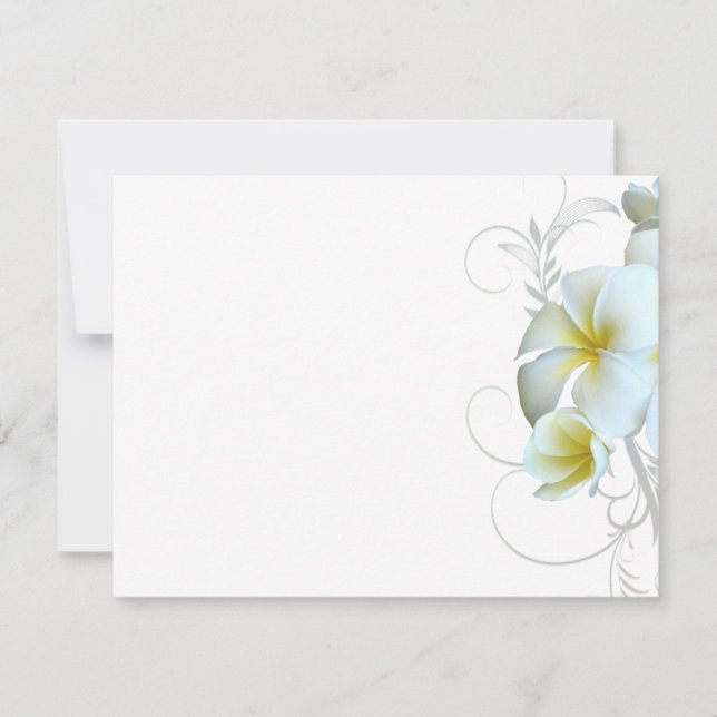 Plain White Plumeria Flourish Invitation Paper (Front)