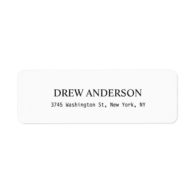 Plain White Professional Return Address Label (Front)