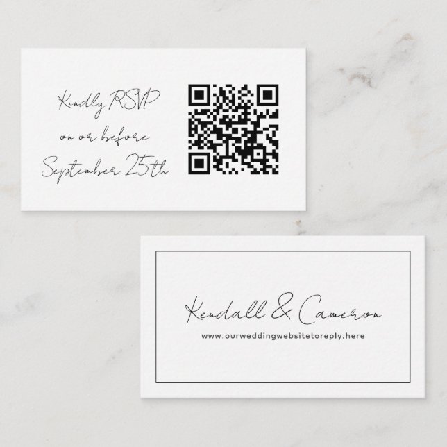 Plain White QR Code Wedding Reply Enclosure Cards (Front/Back)