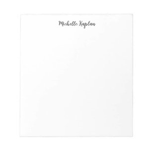 Plain White Simple Modern Name Edit Calligraphy Notepad
