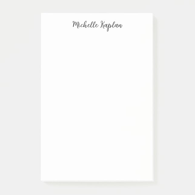 Plain White Simple Modern Name Edit Calligraphy Post-it Notes (Front)