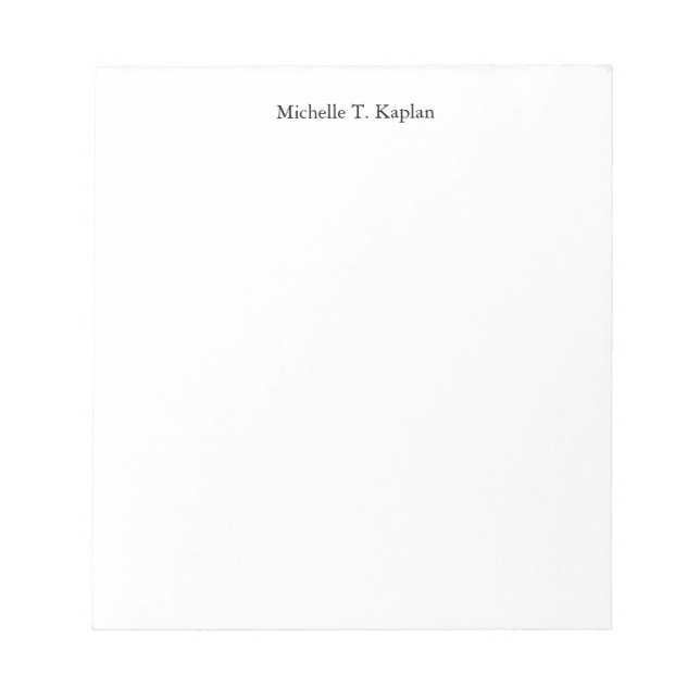 Plain White Simple Professional Classic Minimalist Notepad (Front)