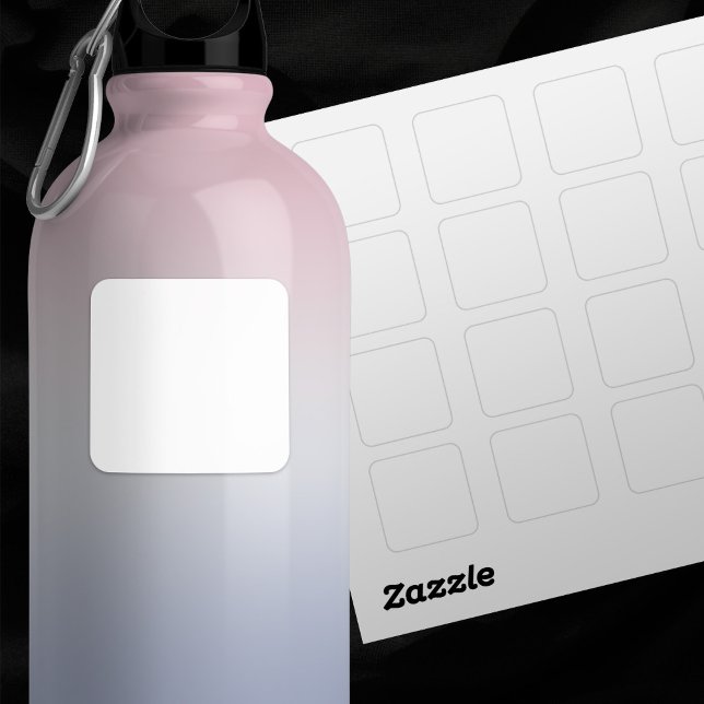 Plain White Small 1.5" Set of 20 Blank Wedding Square Sticker (Plain white square stickers, 1.5in wide, on a waterbottle. Comes in a set of 20.)