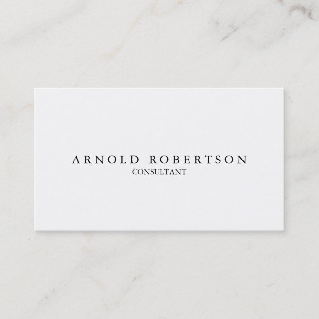 Plain White Trendy Professional Business Card (Front)