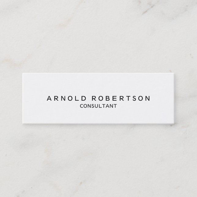Plain White Trendy Slim Professional Business Card (Front)