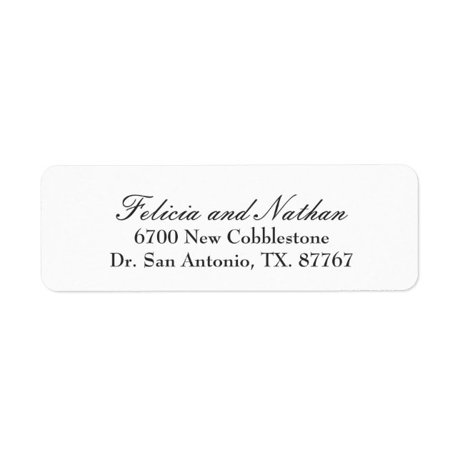 Plain White Wedding Return Address Label (Front)