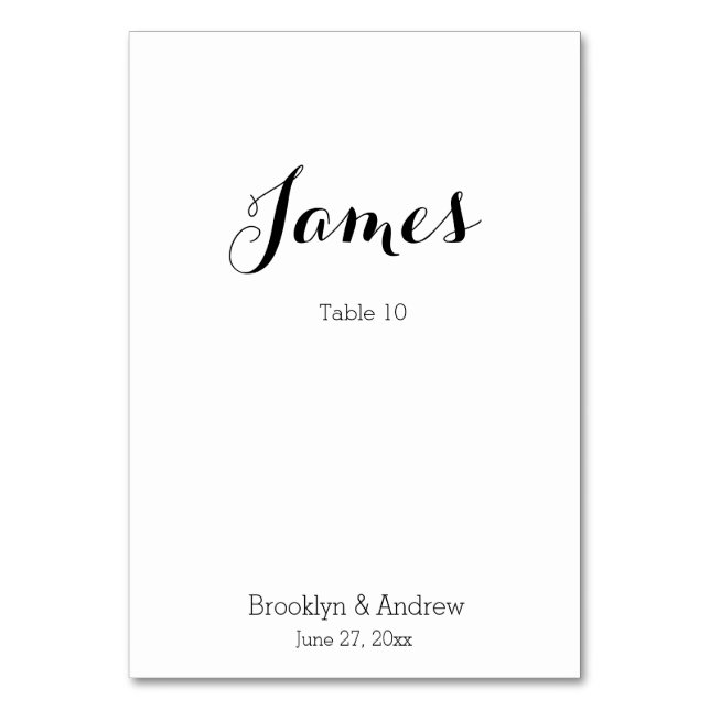 Plain White Wedding Table Cards Place Cards (Front)