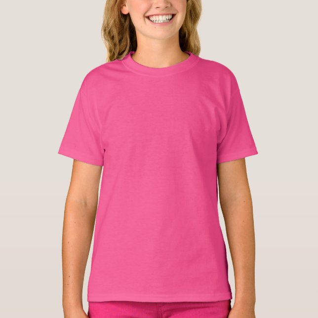Plain Wow Pink Girls' Hanes Tagless T-Shirt (Front)