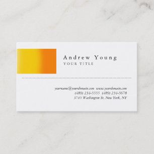 Plain Yellow White Professional Business Card