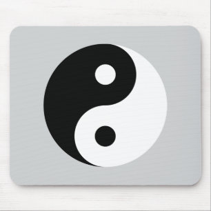 Plain Yin Yang Symbol on Light Grey Mouse Pad