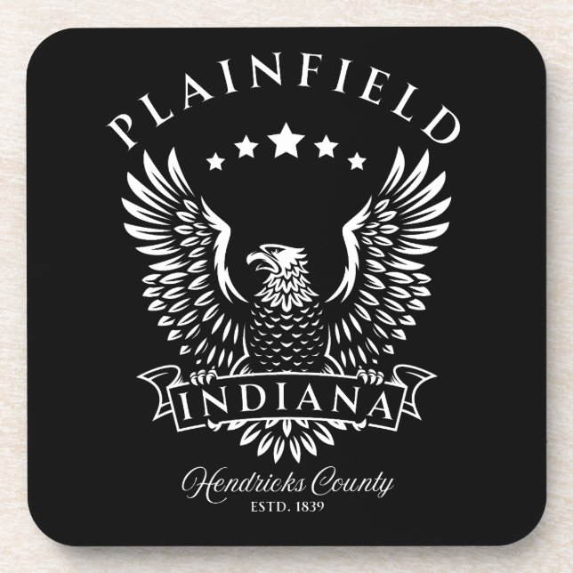 Plainfield Hendricks County Indiana Vintage Eagle Coaster (Front)