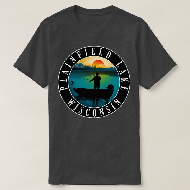 Plainfield Lake Wisconsin Fishing T-Shirt (Design Front)