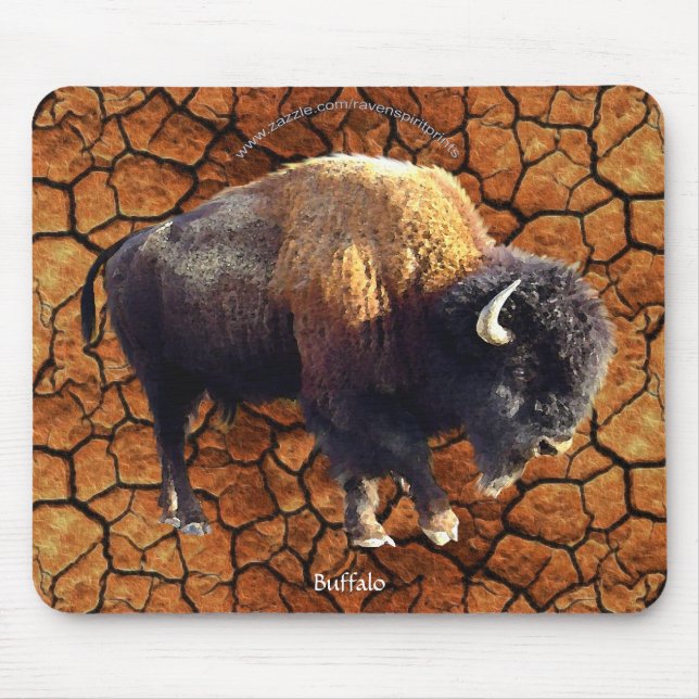 Plains Buffalo, Rustic Earth Wildlife Art Mousepad (Front)