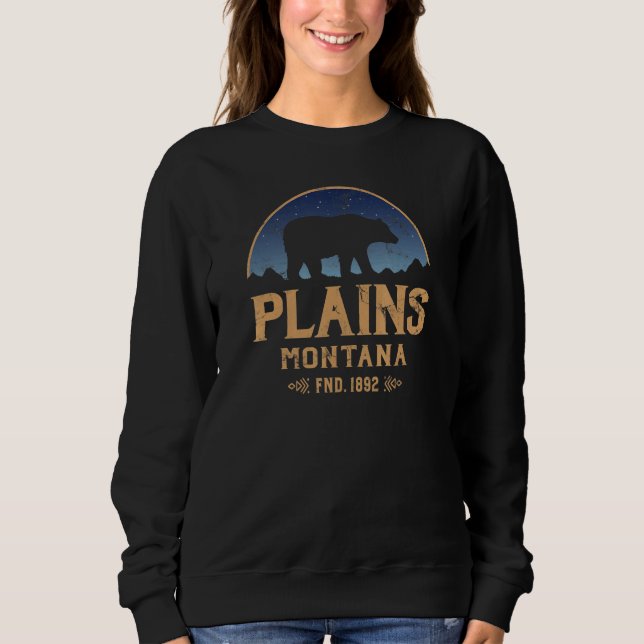 Plains Montana MT Big Sky Country Bear & Mountains Sweatshirt (Front)