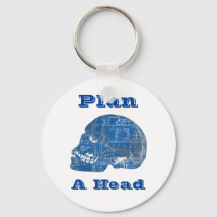 Plan A Head Humourous Blueprint Key Ring